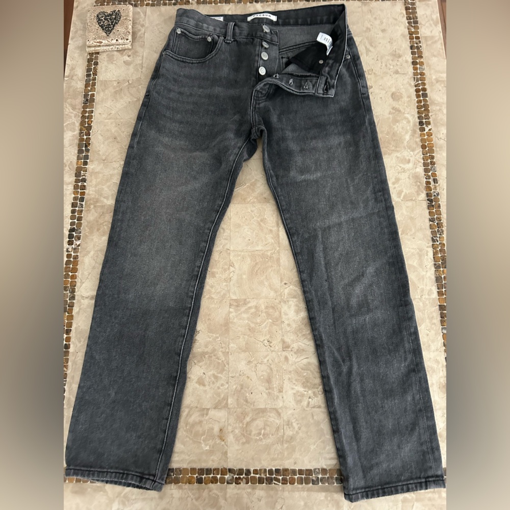 PacSun Button Fly Vintage Loose Fit Mens Jeans Color Black Size 28x30‎